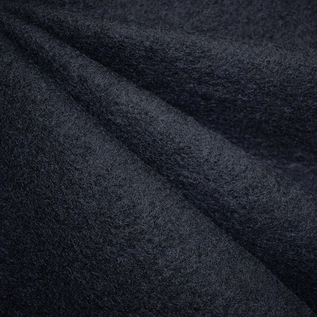 Plush Wool Blend Fleece Coating Solid Navy
