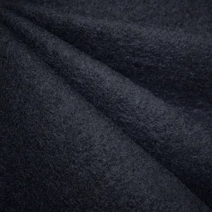 Plush Wool Blend Fleece Coating Solid Navy