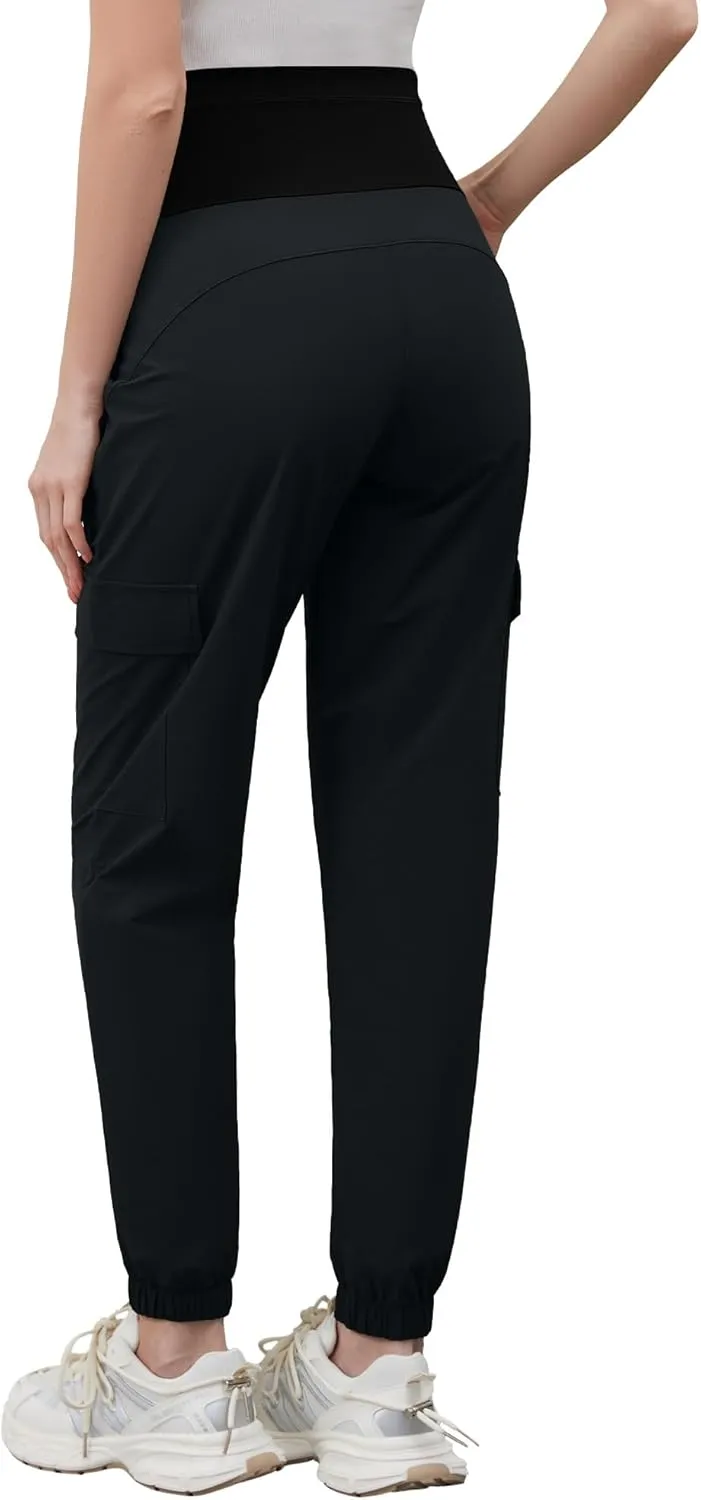 POSHGLAM Maternity Cargo Joggers Quick-Dry Lightweight Casual Lounge Hiking Active Pants
