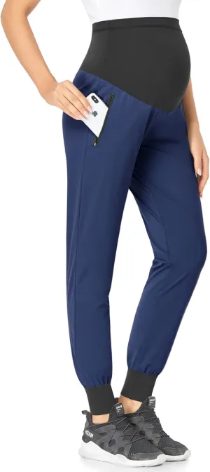 POSHGLAM Women's Maternity Joggers Casual Scrub Pants Quick-Dry Lightweight Active Pants
