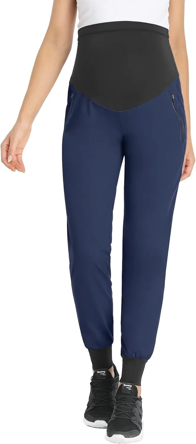 POSHGLAM Women's Maternity Joggers Casual Scrub Pants Quick-Dry Lightweight Active Pants