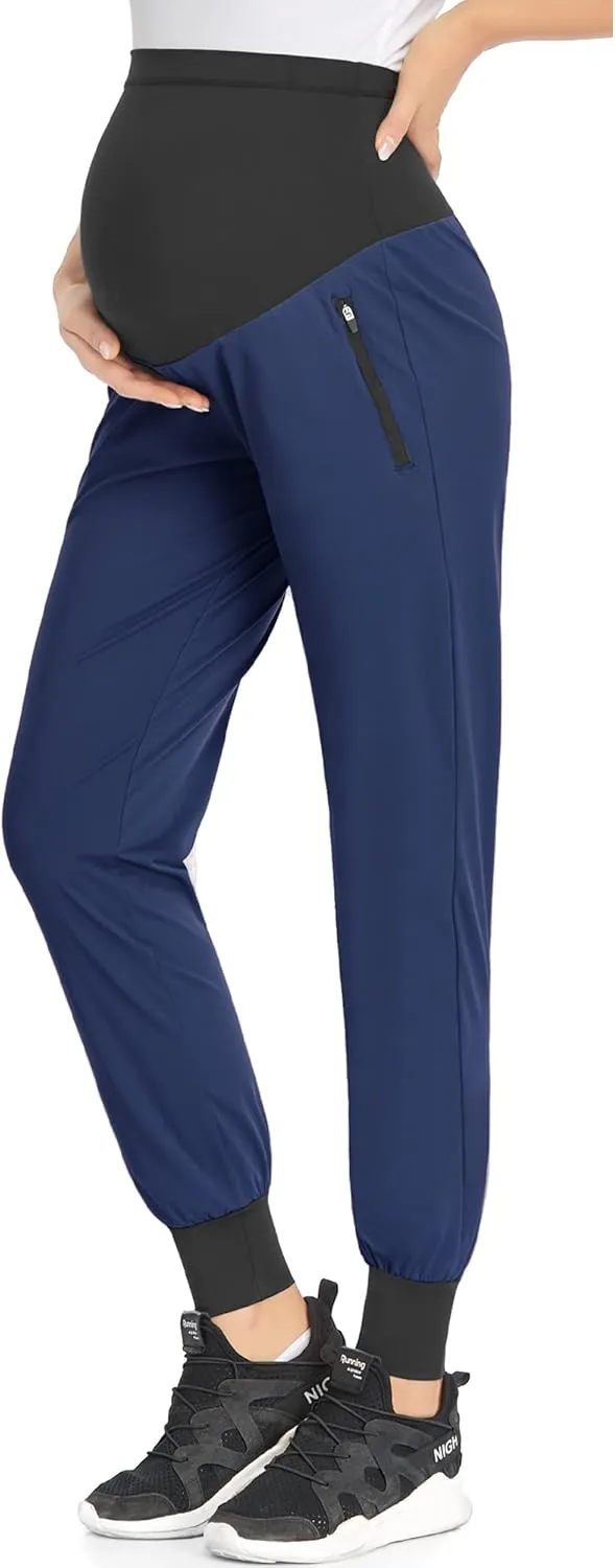 POSHGLAM Women's Maternity Joggers Casual Scrub Pants Quick-Dry Lightweight Active Pants