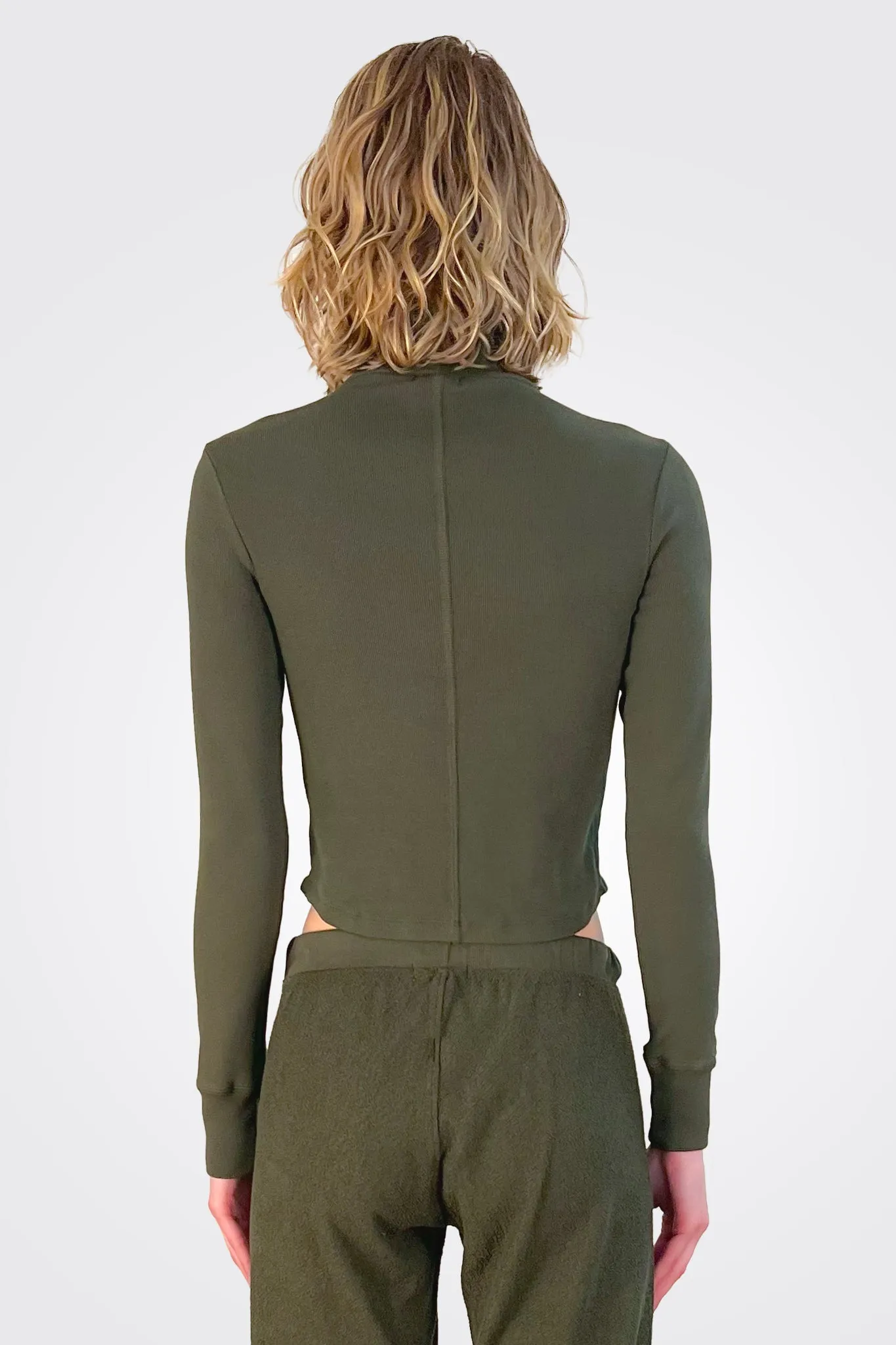 Ronnie Crop Turtleneck Top - Military