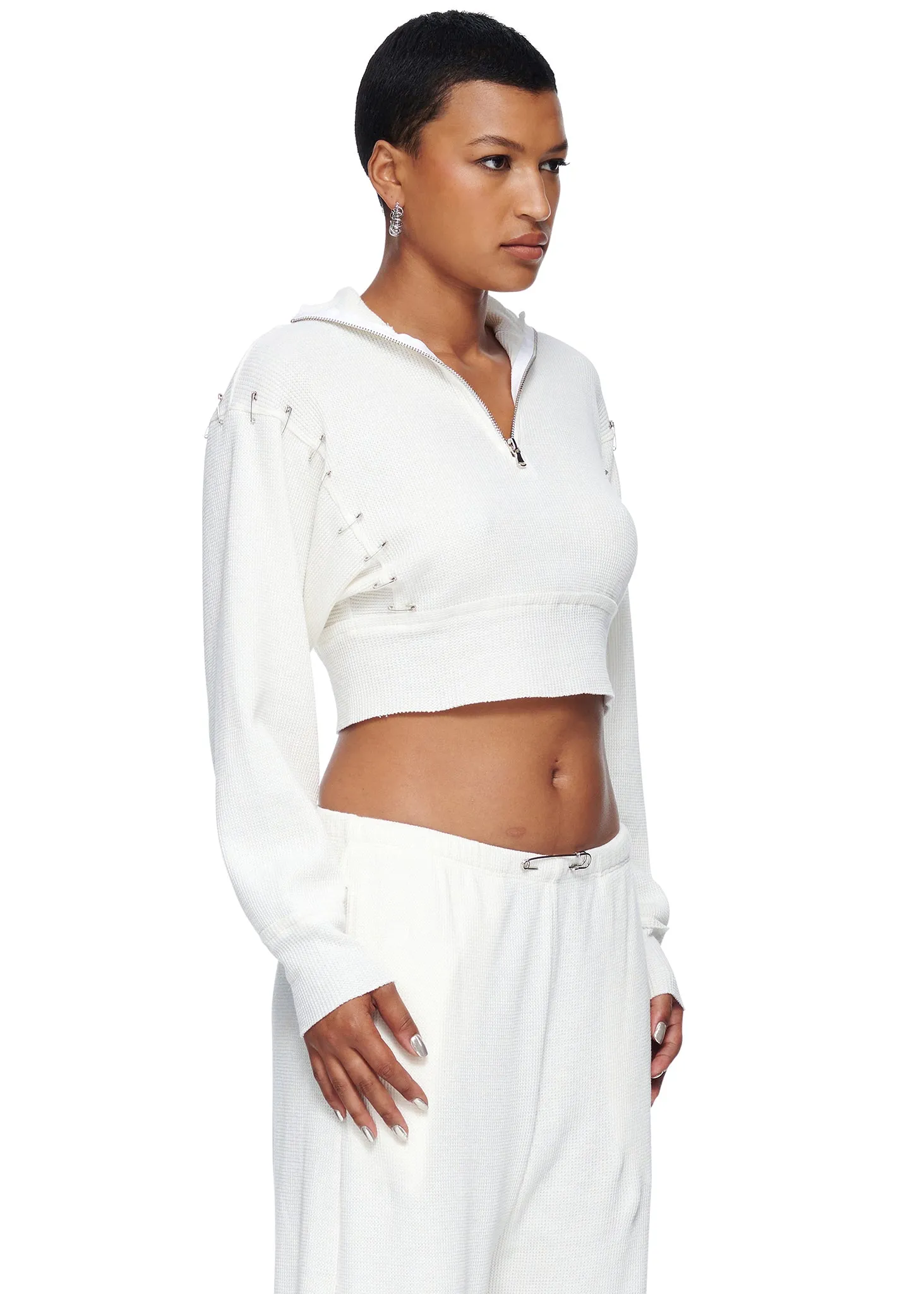SAMI MIRO VINTAGE Turtleneck Safety Pin Cropped Top