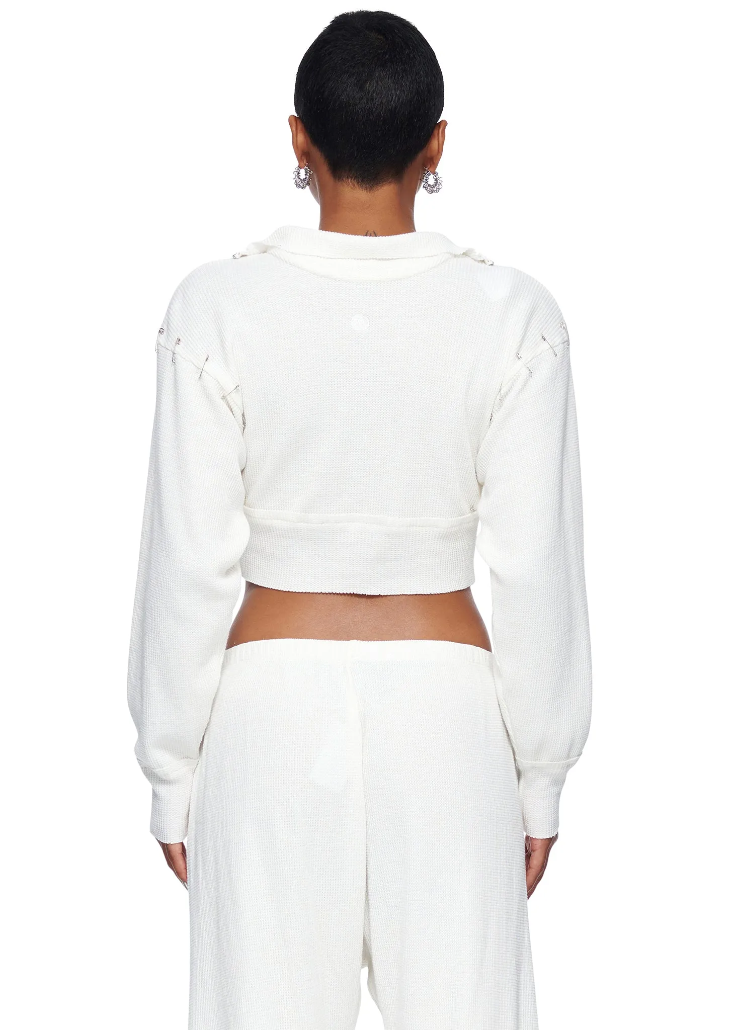 SAMI MIRO VINTAGE Turtleneck Safety Pin Cropped Top