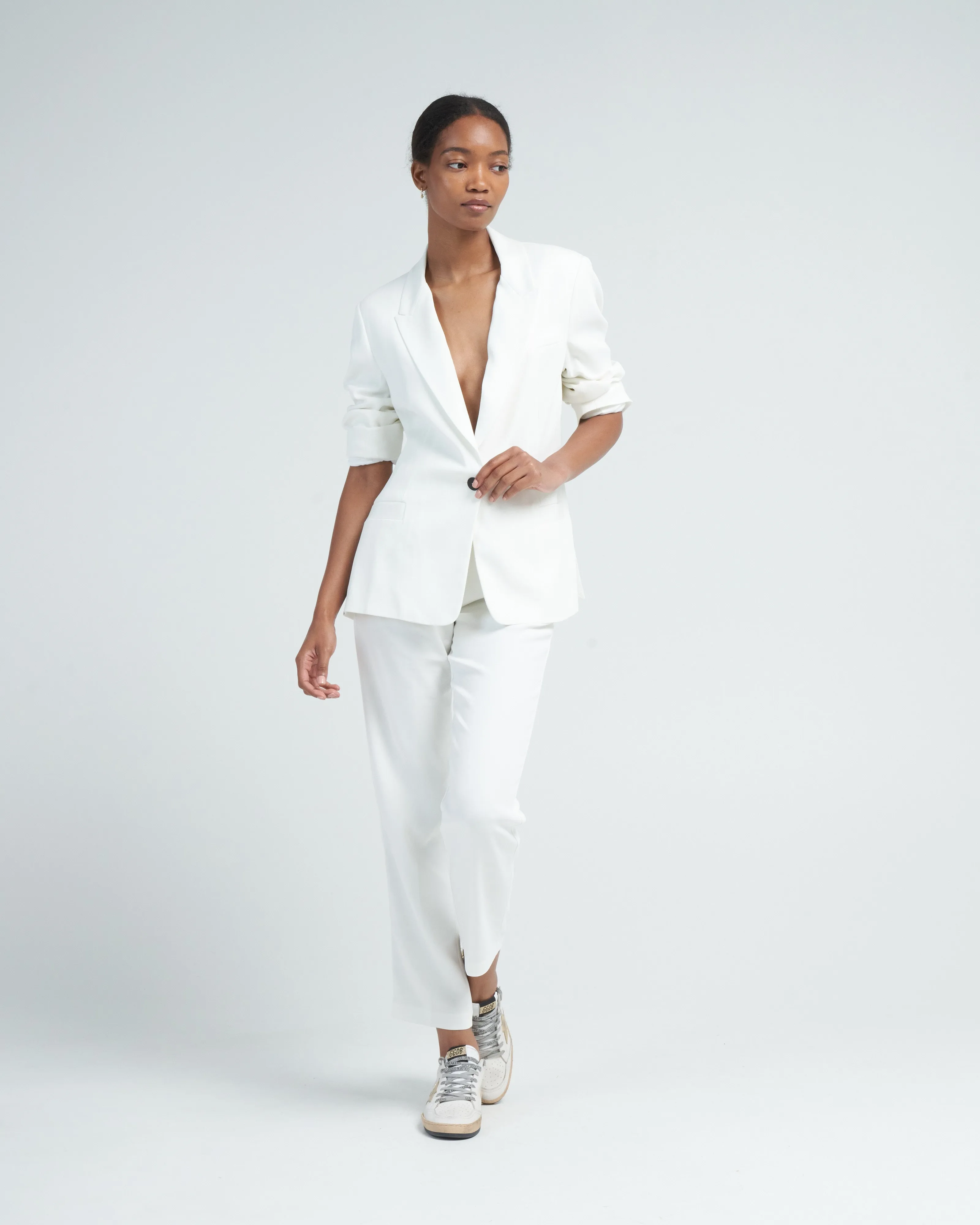 stretch crepe cady jogger pants - pure