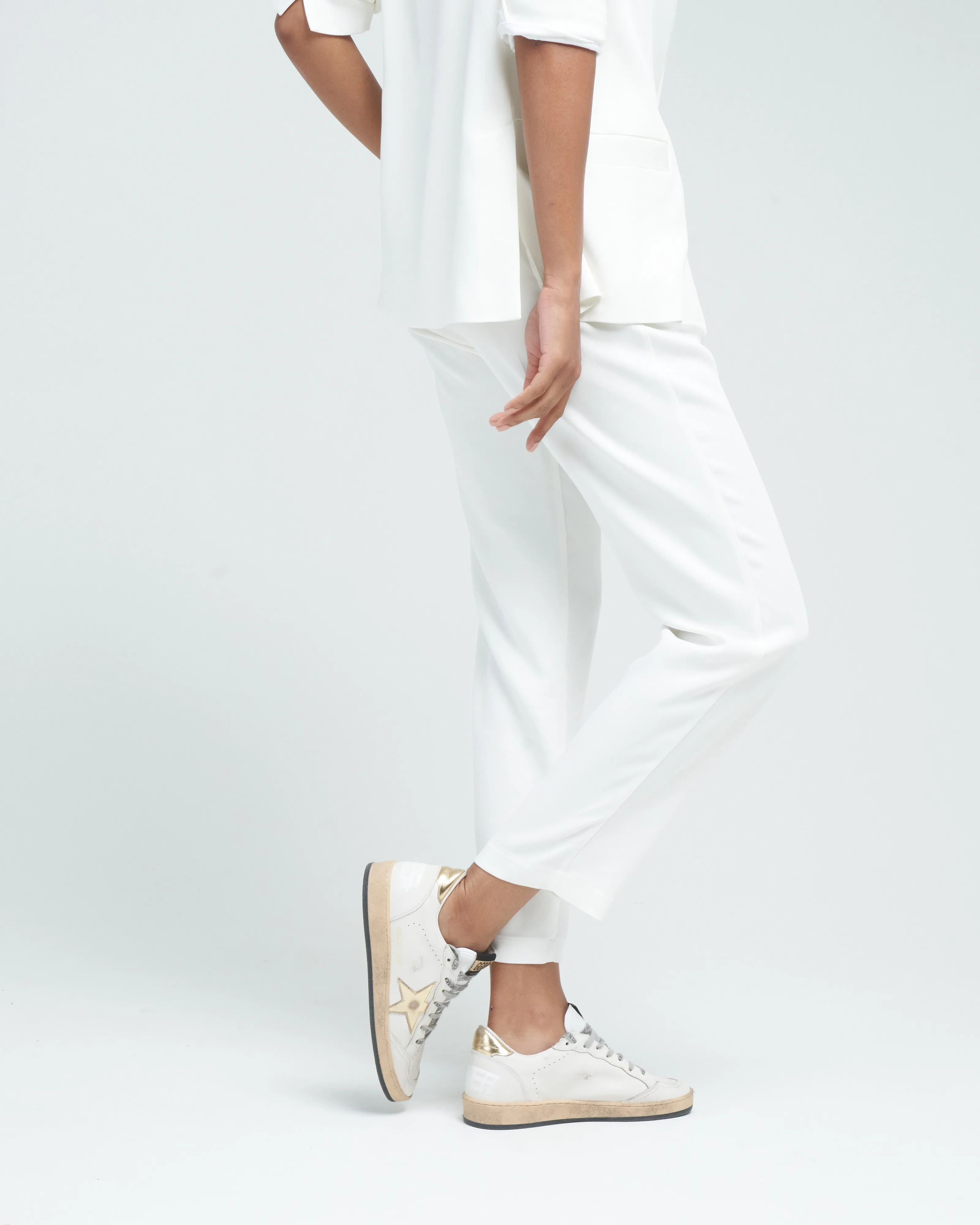 stretch crepe cady jogger pants - pure