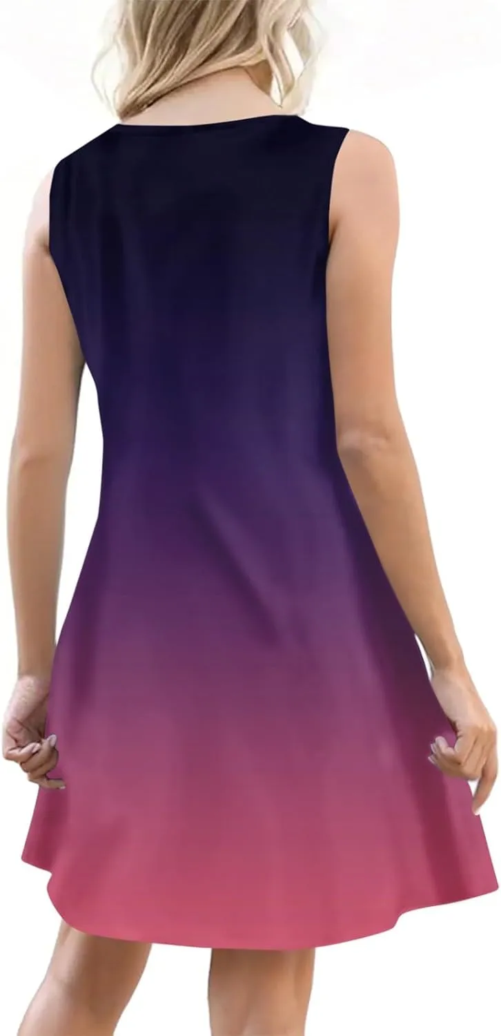 Summer Dresses for Women 2025 Vacation Sleeveless Plus Size Beach Sundresses V Neck Casual Tank Dress with Pockets