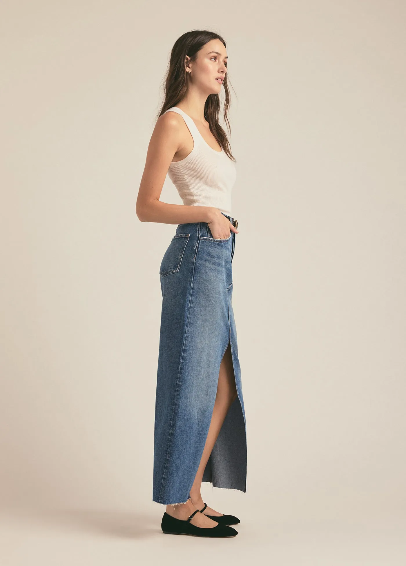 THE SADIE HIGH RISE MAXI A-LINE SKIRT