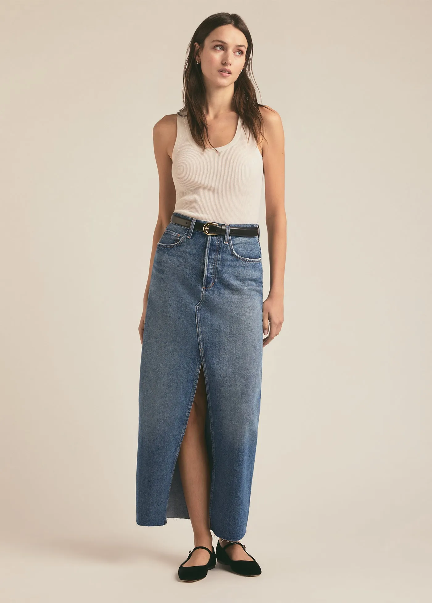 THE SADIE HIGH RISE MAXI A-LINE SKIRT
