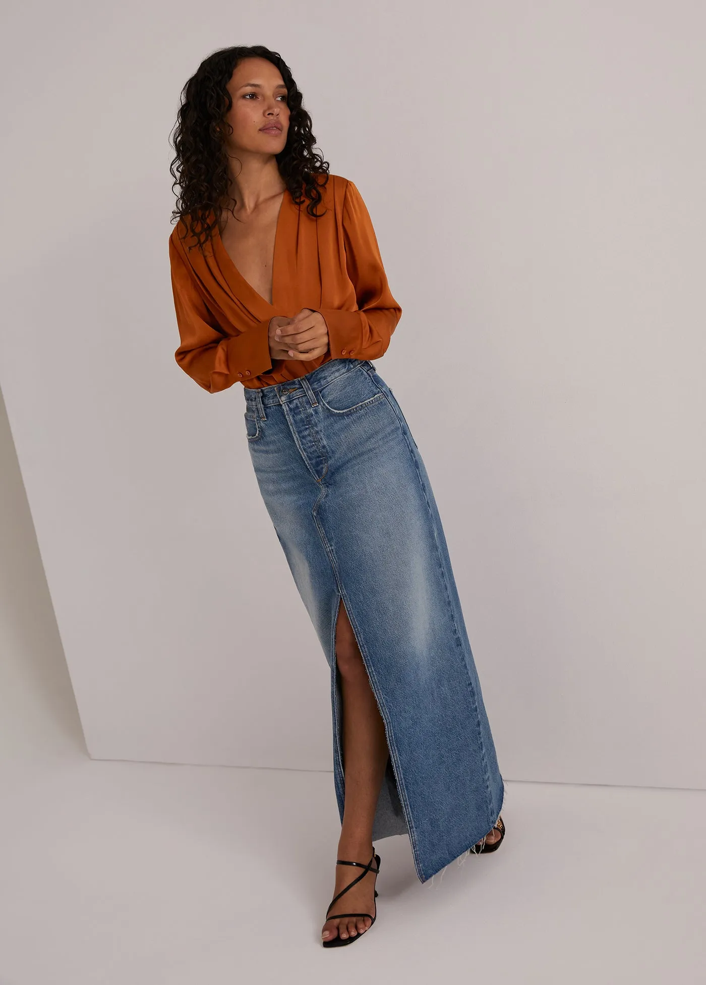 THE SADIE HIGH RISE MAXI A-LINE SKIRT