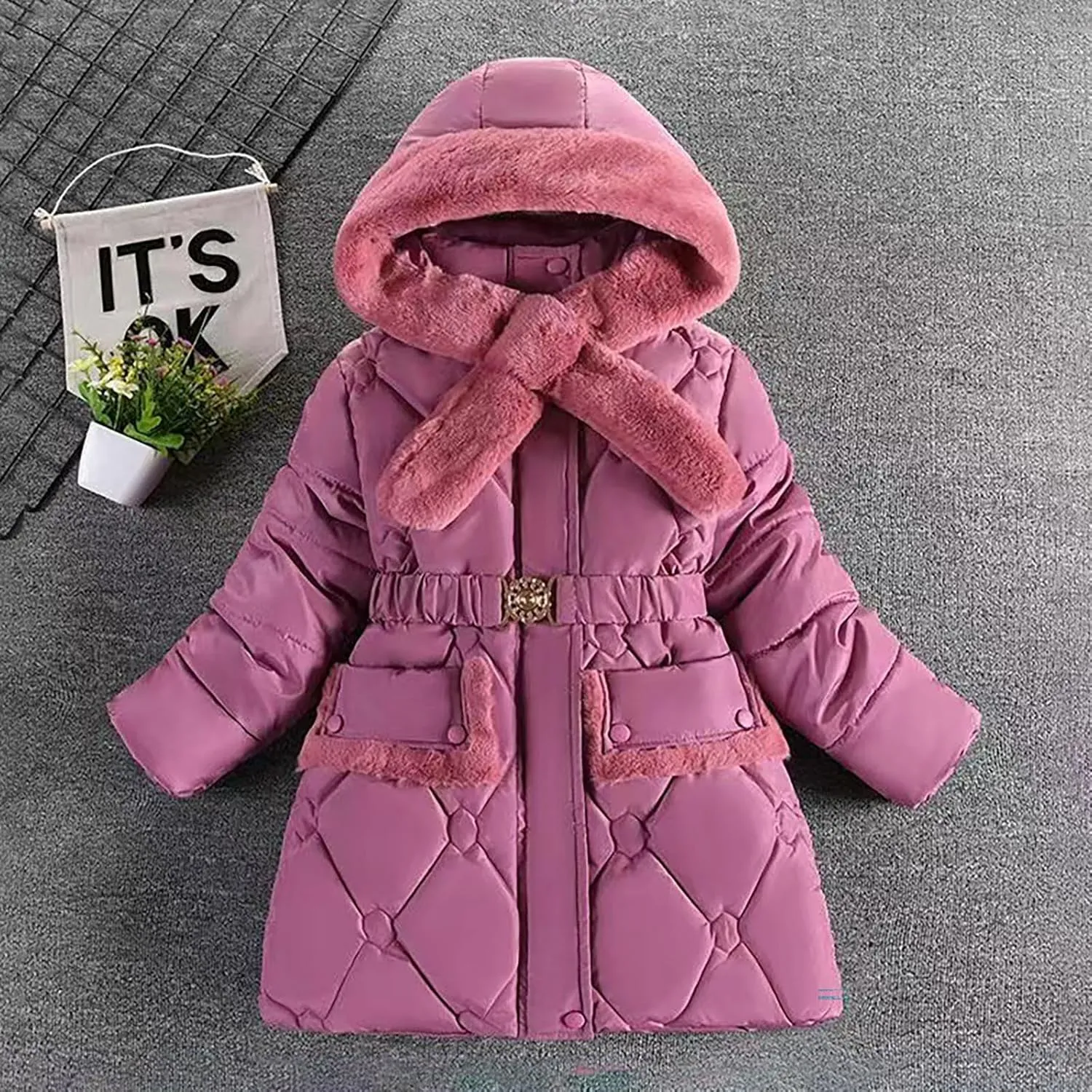 Toddler Fleece Jackets Light Weight Zip up Hoodie Infant Outerwear Insulated Winter Ski Jacket Padded Outfit