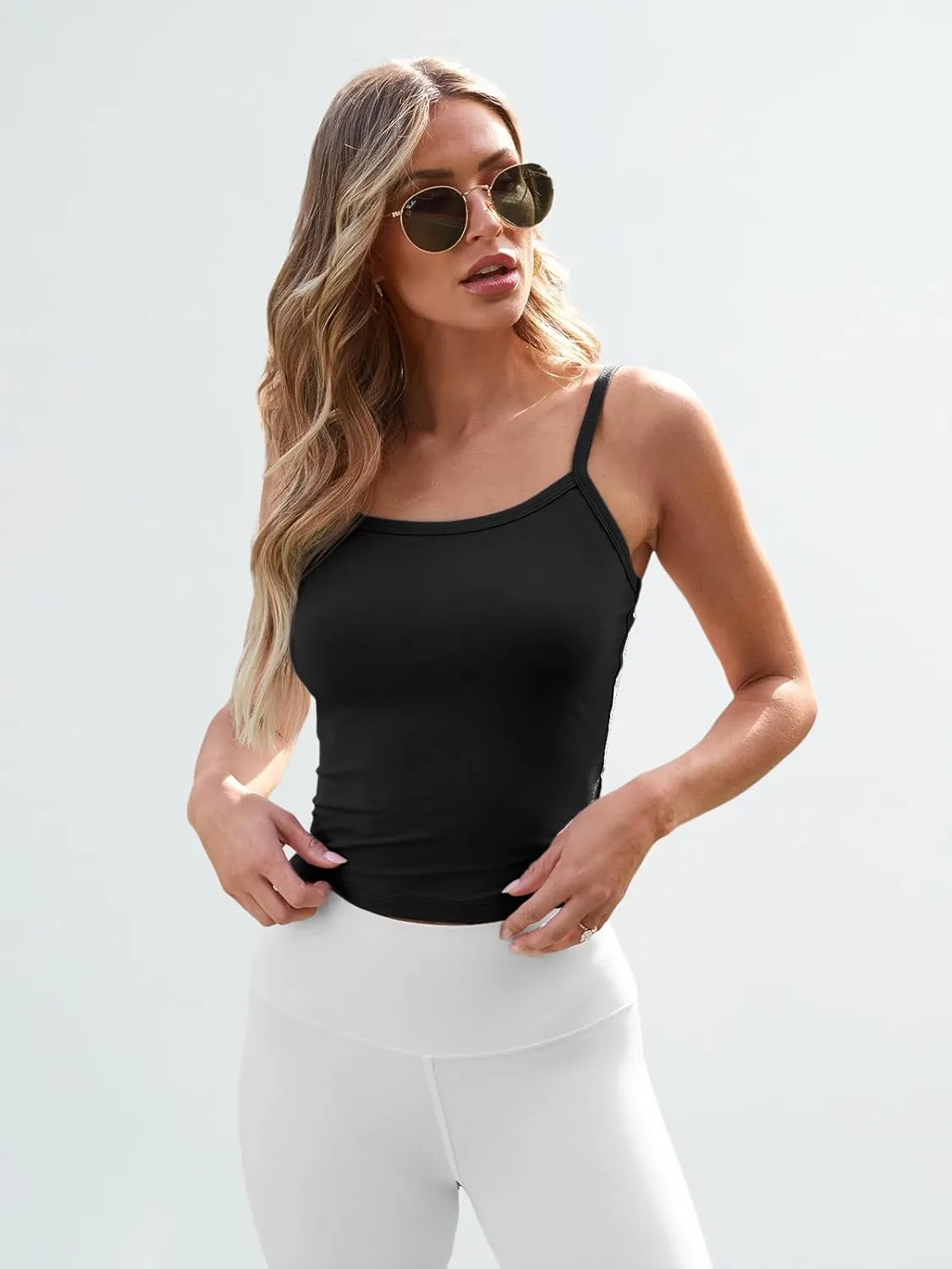 Trendy Queen Womens Spaghetti Strap Tank Tops Adjustable Cute Camisole Going Out Crop Tops Summer Clothes