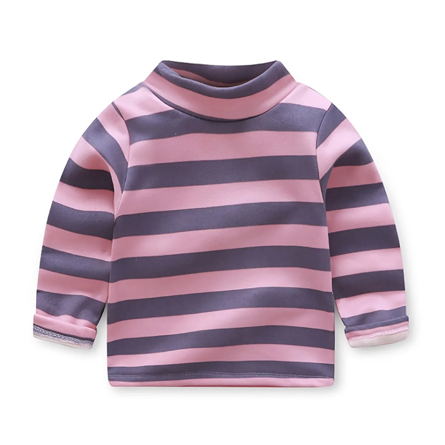 Truboo Kids Winter Long Sleeve T-Shirt Unisex Fleece Sweater Striped Thickening