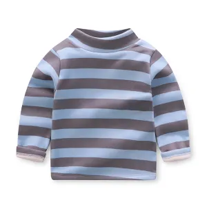 Truboo Kids Winter Long Sleeve T-Shirt Unisex Fleece Sweater Striped Thickening