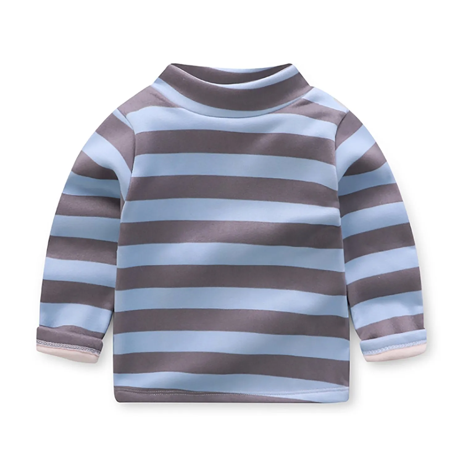 Truboo Kids Winter Long Sleeve T-Shirt Unisex Fleece Sweater Striped Thickening