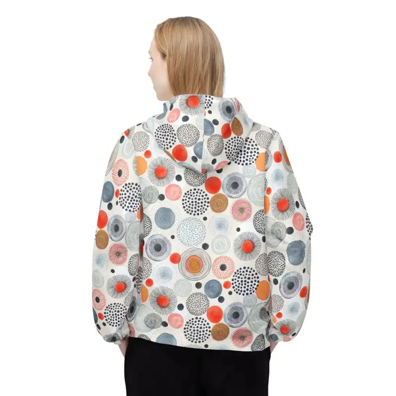 Vibrant Abstract Pattern Windbreaker Jacket