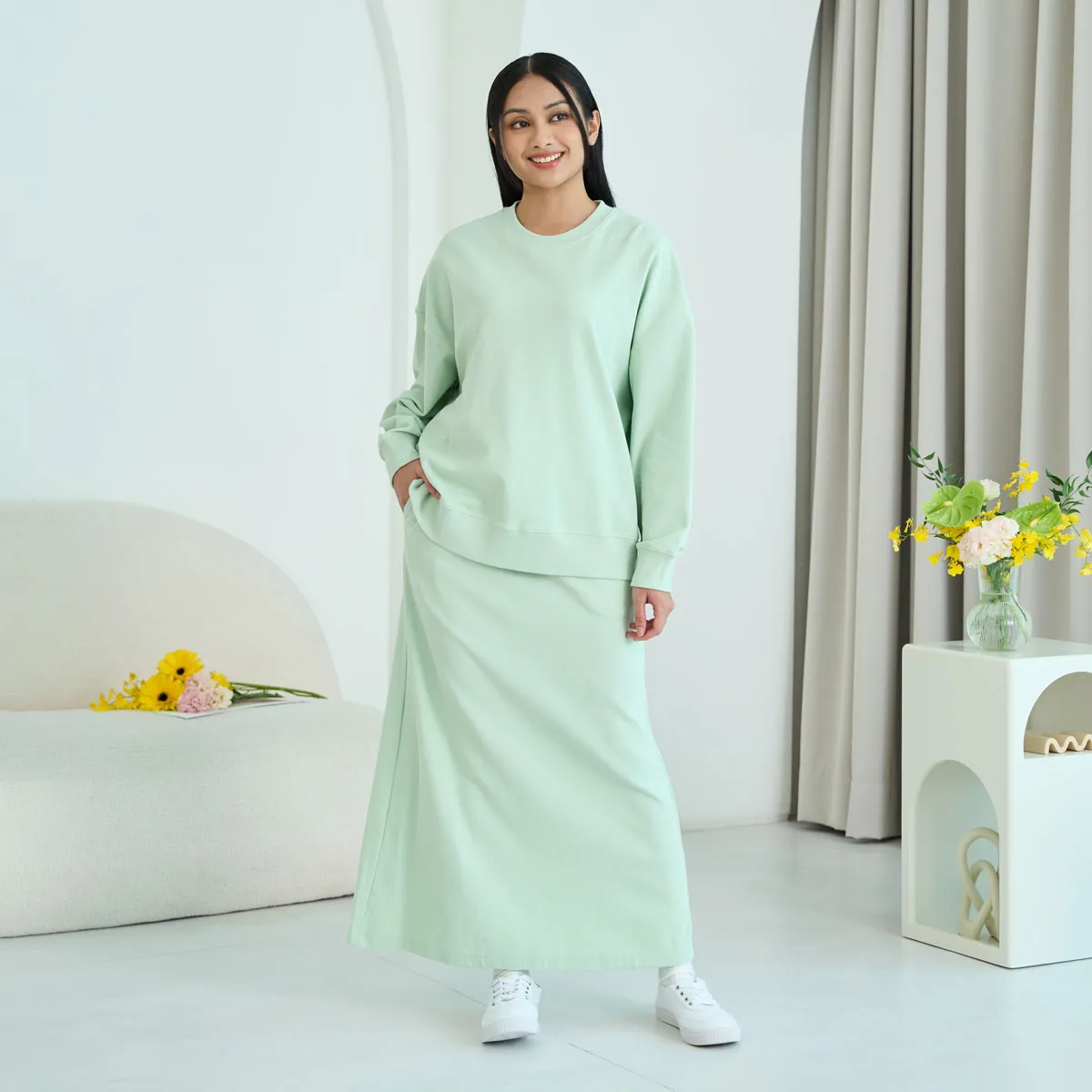Waffle A-Line Maxi Skirt