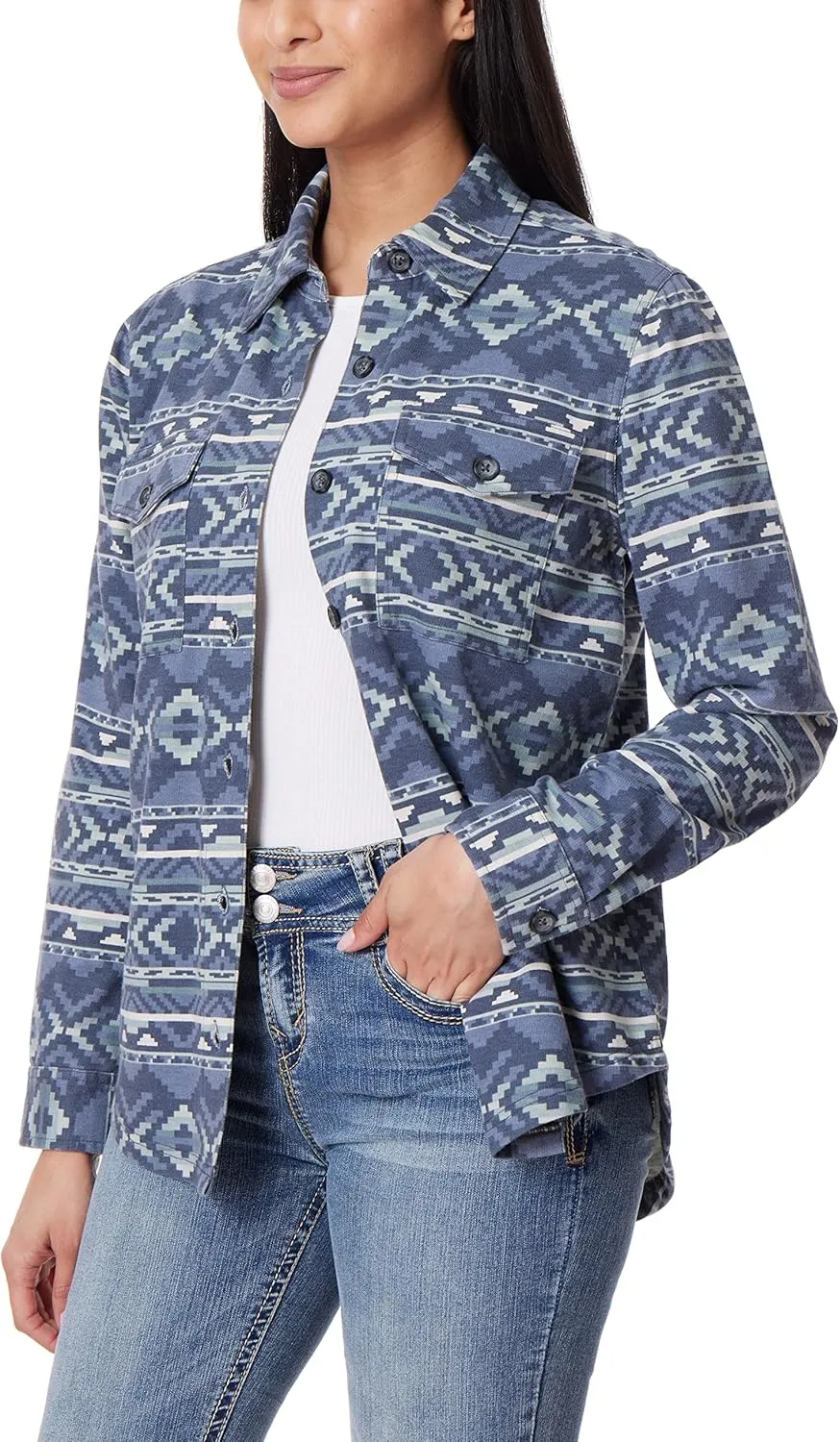 WallFlower Women's Taylor Essential French Terry Boyfriend Fleece Spring, Summer and Fall Light Shacket Jackets