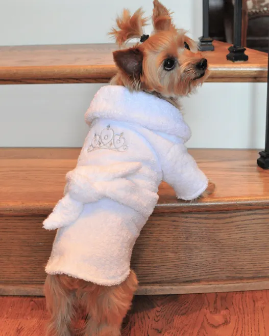 White Silver Tiara Bathrobe 100% Soft Combed Cotton Terrycloth