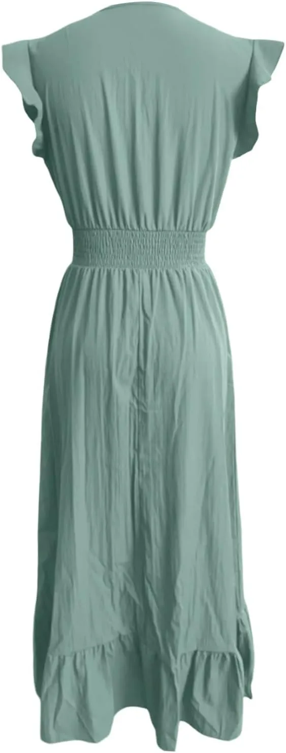 Women Dresses 2025 Cute Print Maxi Cami Dresses Sleeveless Casual Spaghetti Strap Dress Vacation Dresses