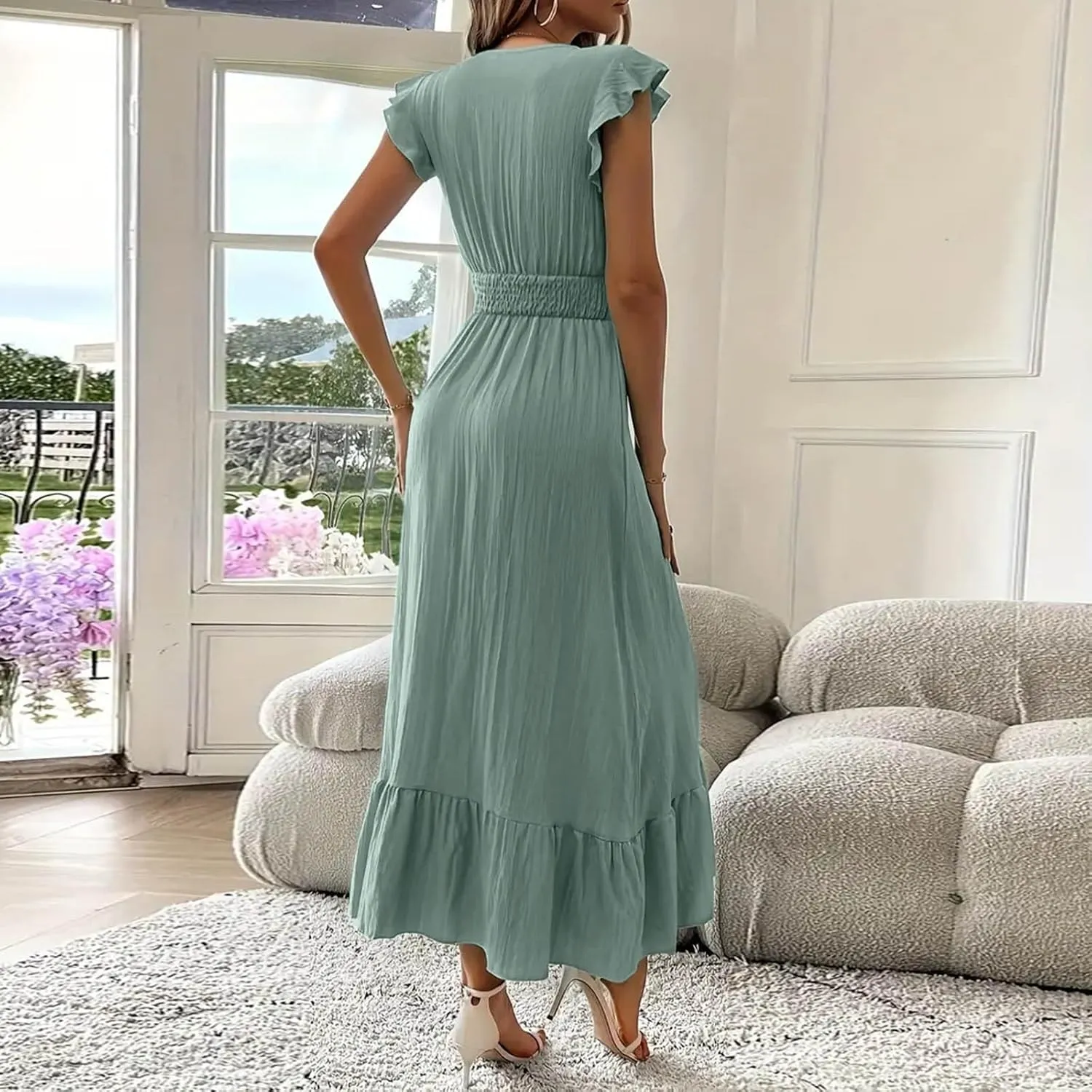 Women Dresses 2025 Cute Print Maxi Cami Dresses Sleeveless Casual Spaghetti Strap Dress Vacation Dresses