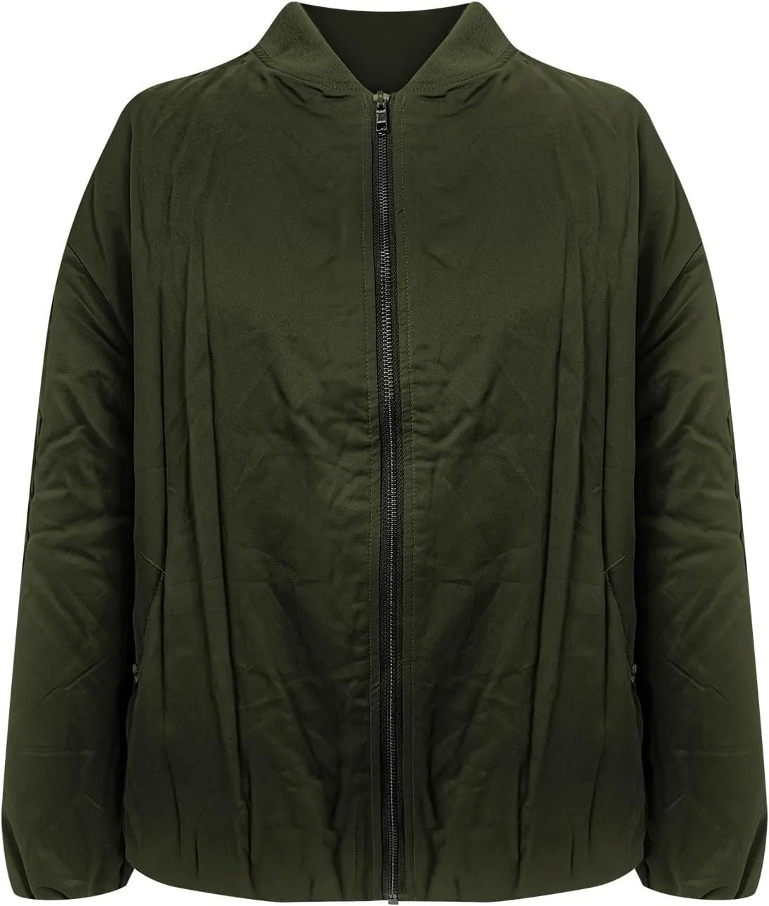 Women's Cropped Bomber Jackets Casual Zip Up Long Sleeve Outerwear Winter Warm Quilted Short Jacket Fully Lined Coats
