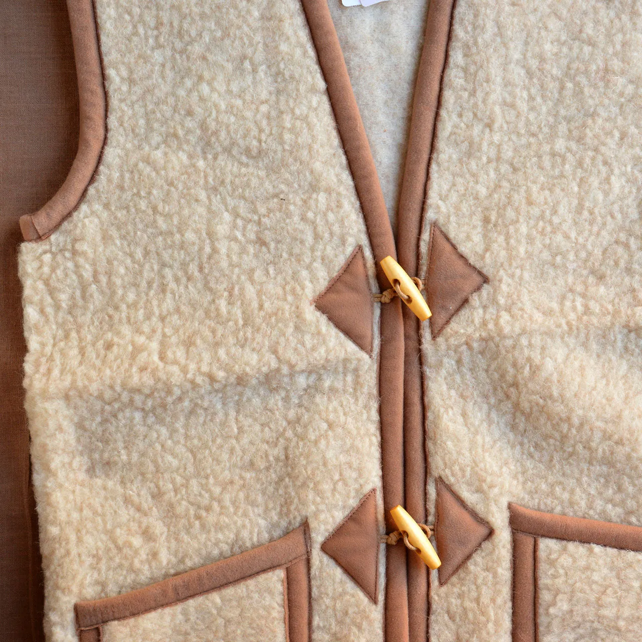 Women's Fleece Alpen Vest - 100% Wool - Beige (S, M, L)