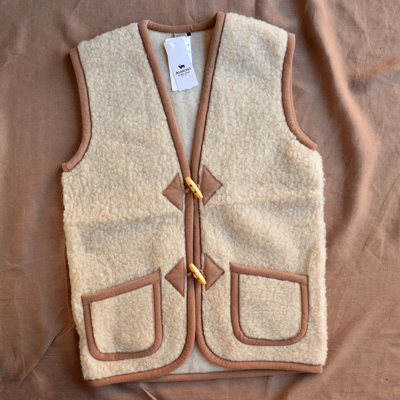 Women's Fleece Alpen Vest - 100% Wool - Beige (S, M, L)