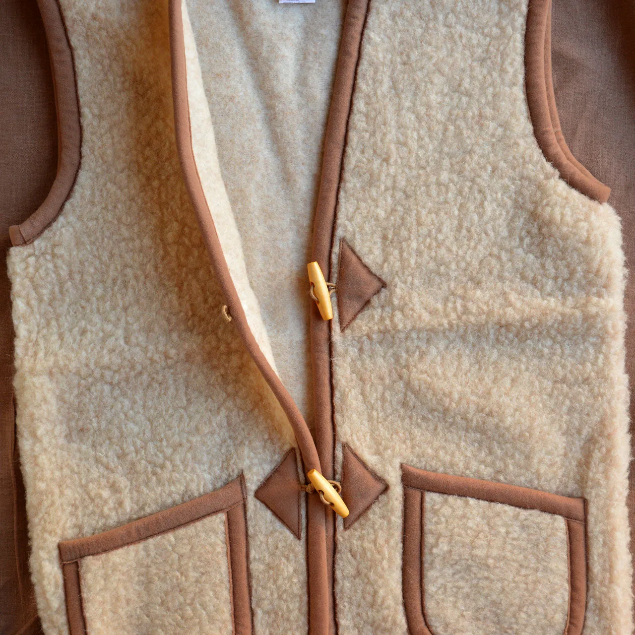Women's Fleece Alpen Vest - 100% Wool - Beige (S, M, L)