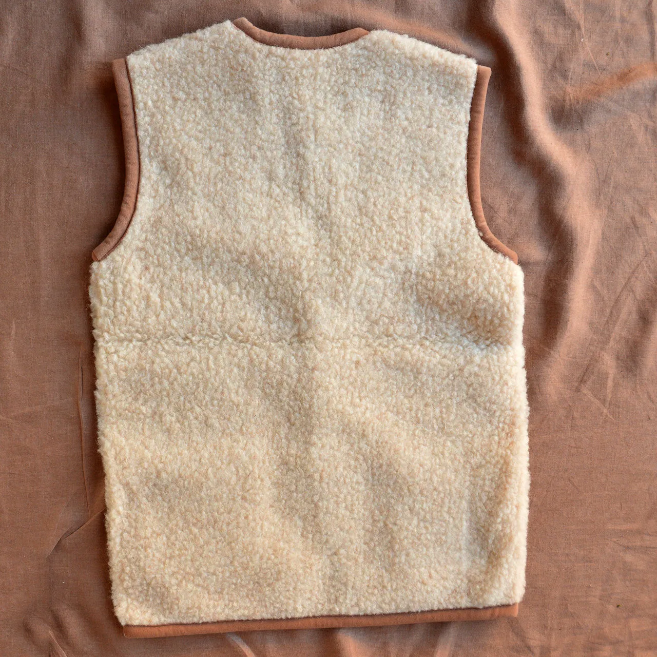 Women's Fleece Alpen Vest - 100% Wool - Beige (S, M, L)