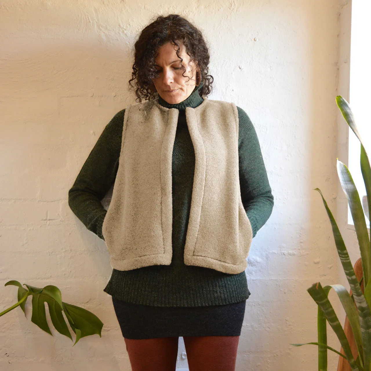 Women's Fleece Vest - 100% Wool - Beige AW24 *Last ones