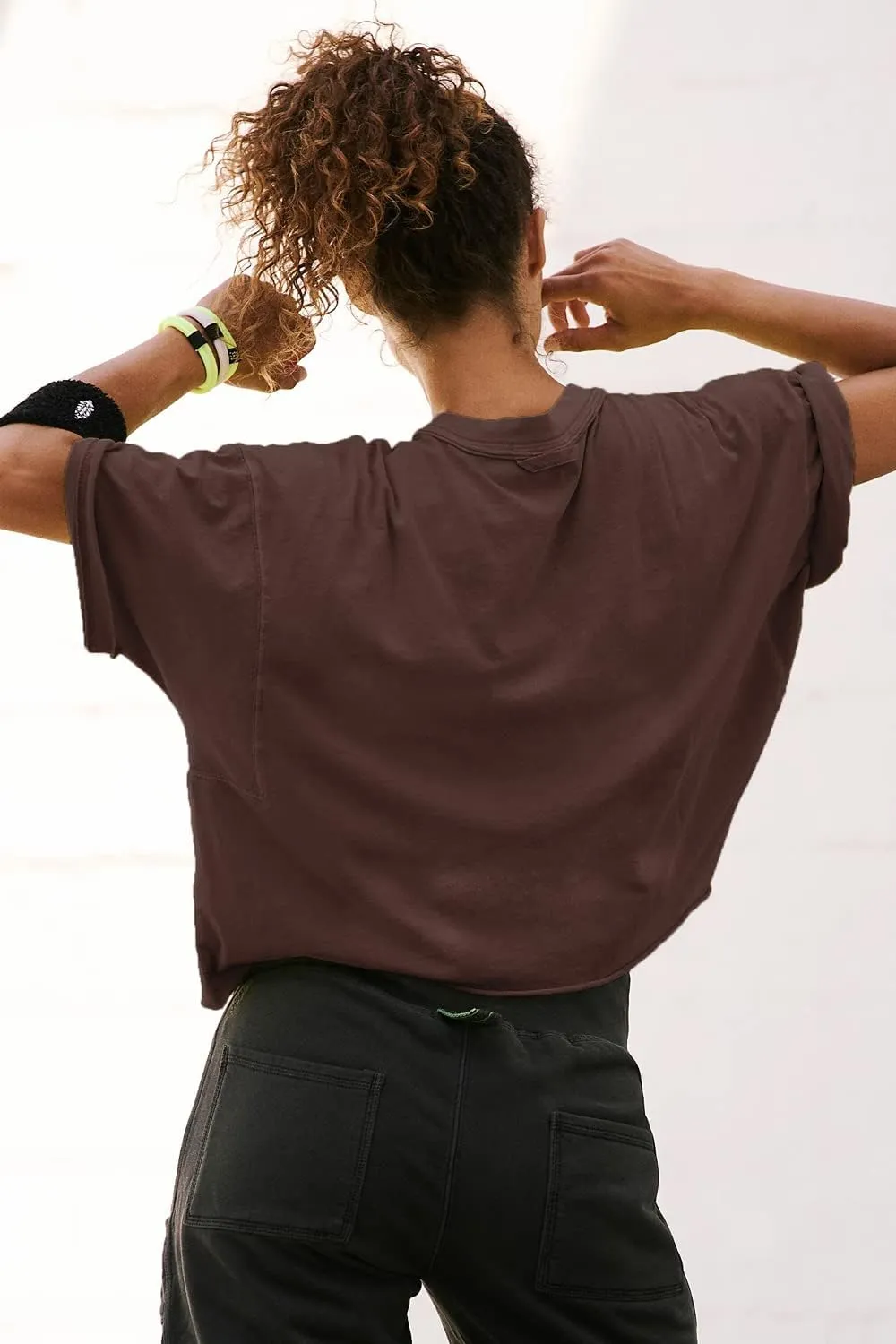 Women's Oversized Crop Tops Roll Hem Half Sleeve T-Shirts Drop Shoulder Casual Summer Tops