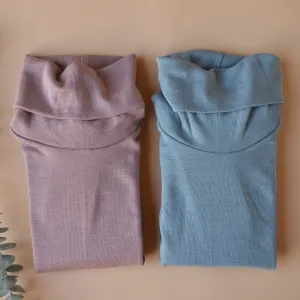 Women's Turtleneck Long Sleeve Top in Organic Merino/Silk